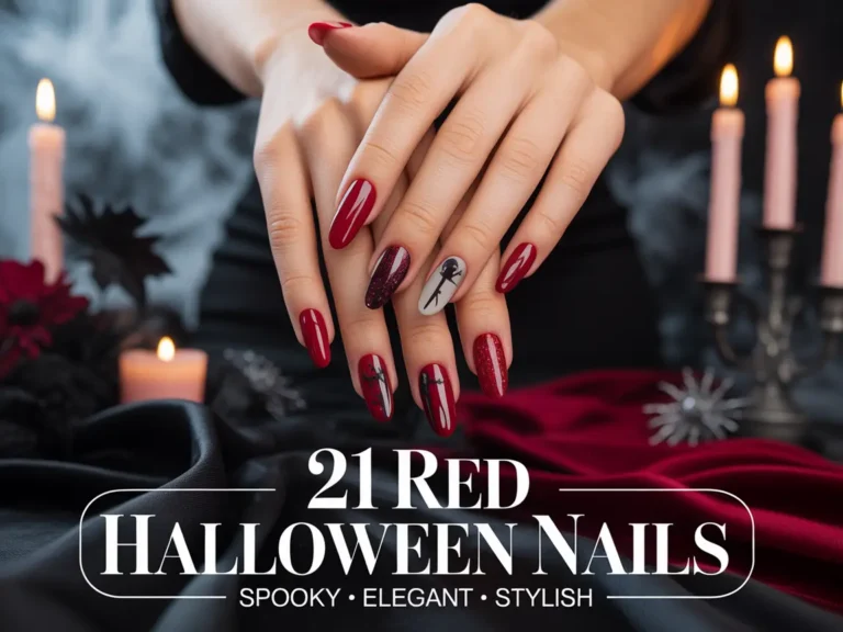 Red Halloween nails with spooky elegant designs, vampire inspired manicure and luxury gothic nail art